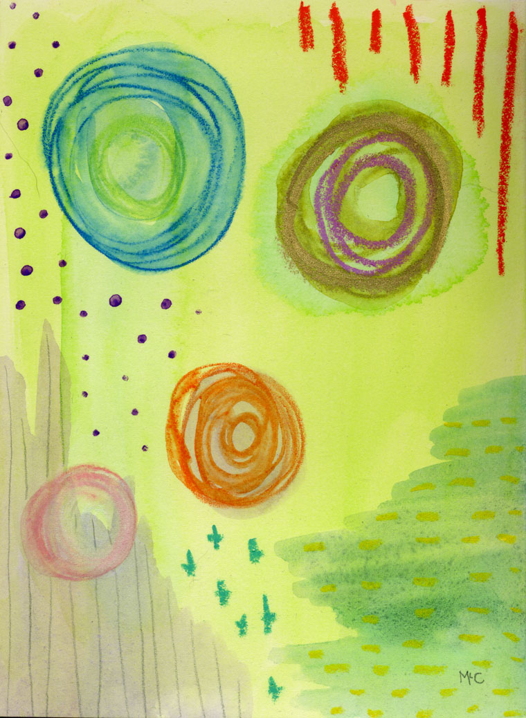 Abstract I, 5" x 7", mixed media on paper, 2014